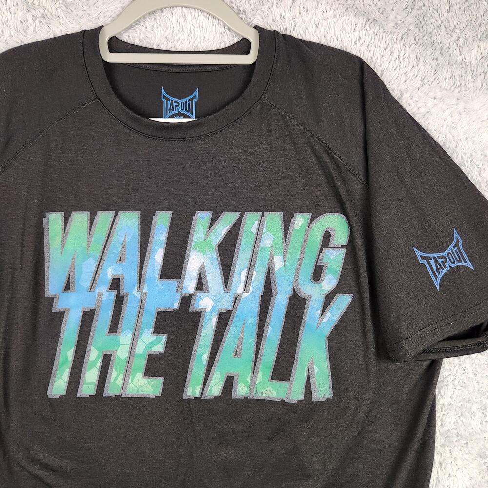 Tapout Shirt Mens 2XL Black Walking The Talk Graphic Tee Workout Gym Training